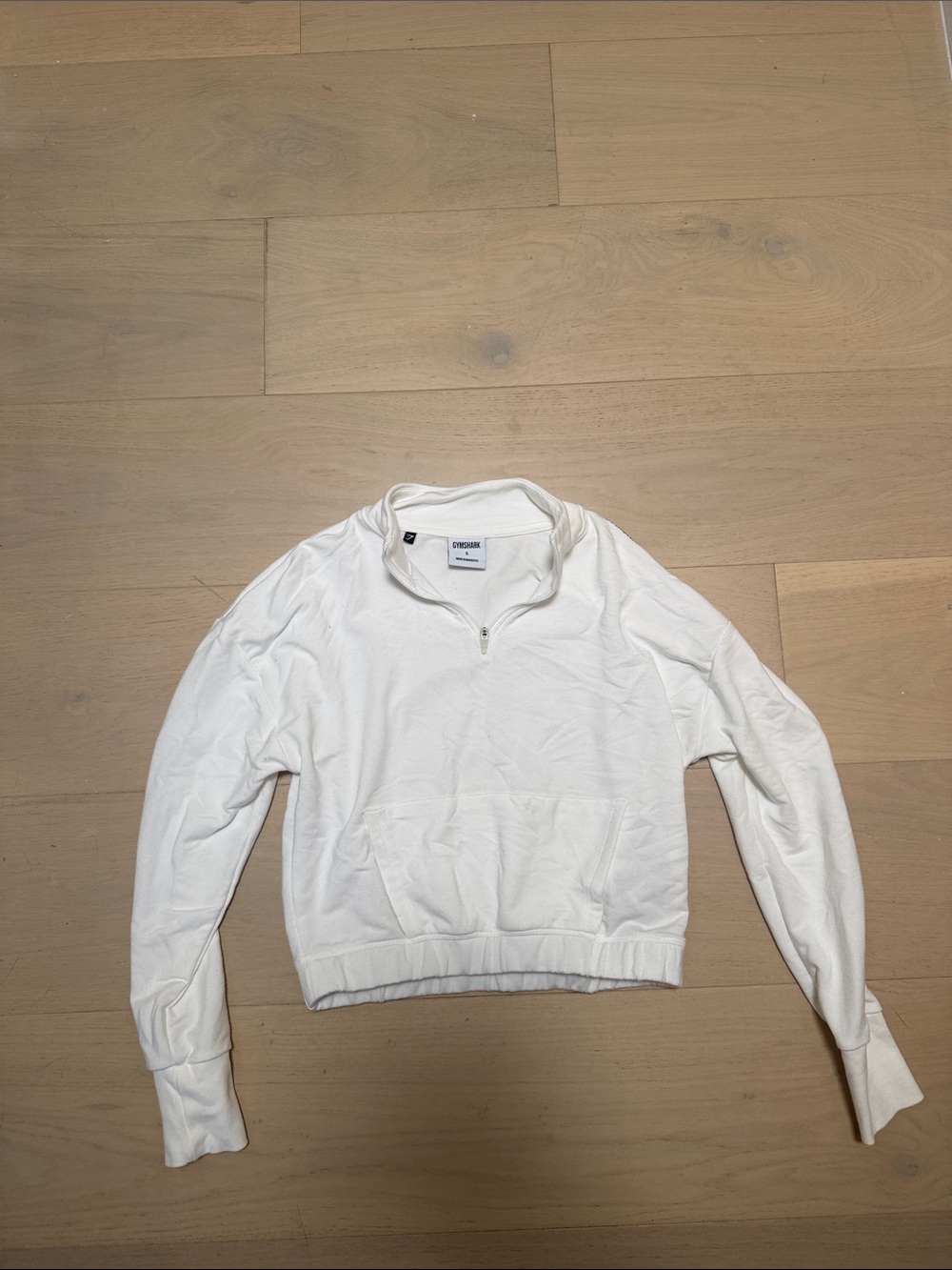 Gymshark White Half-Zip Cowl Pullover